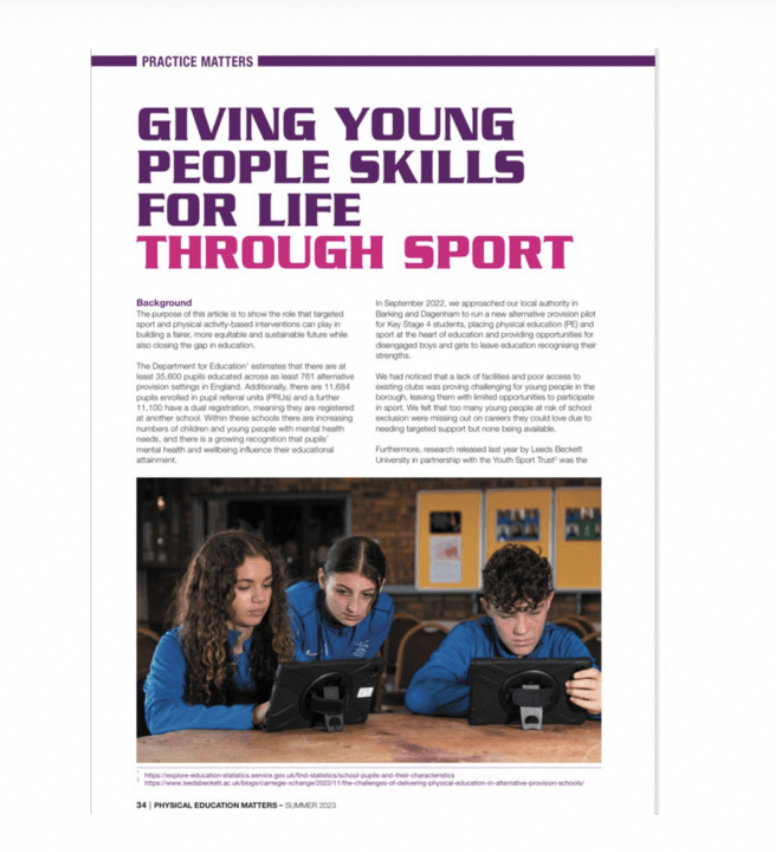 Page from Physical Education Matters Summer 2023: Giving young people skills for life through sport