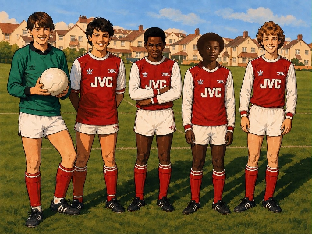 Eugene Dwaah as a junior footballer with Arsenal teammates