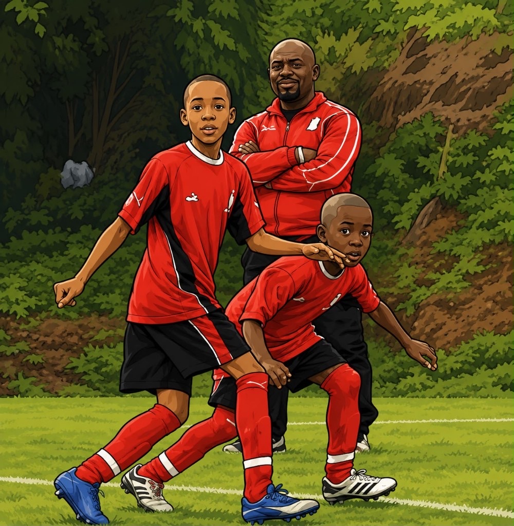 Eugene Dwaah coaching young footballers